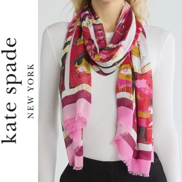 โ ๏ธ Kate Spade New York Women's Holiday Rooftops Oblong Scarf ๐โ ๏ธ - Picture 1 of 10